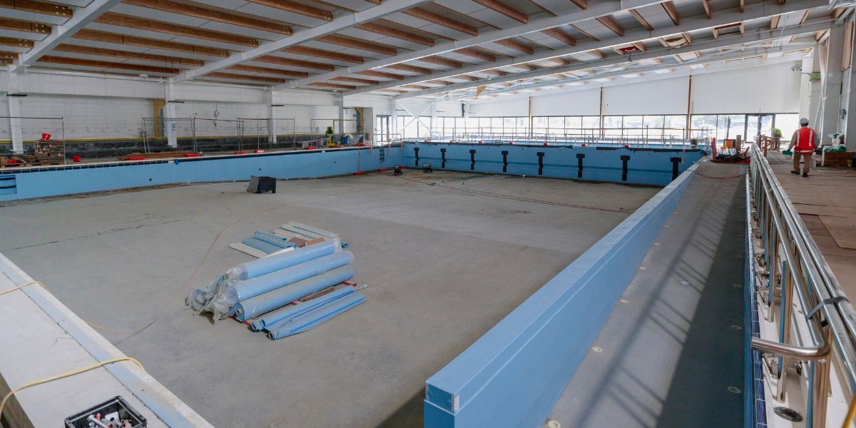 The lane pool of Matatiki Recreation and Sport centre during construction.